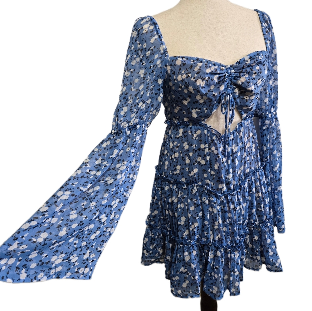 Revolve MAJORELLE Ailish Mini Dress Blue Ditsy Floral Size Small - Picture 4 of 16